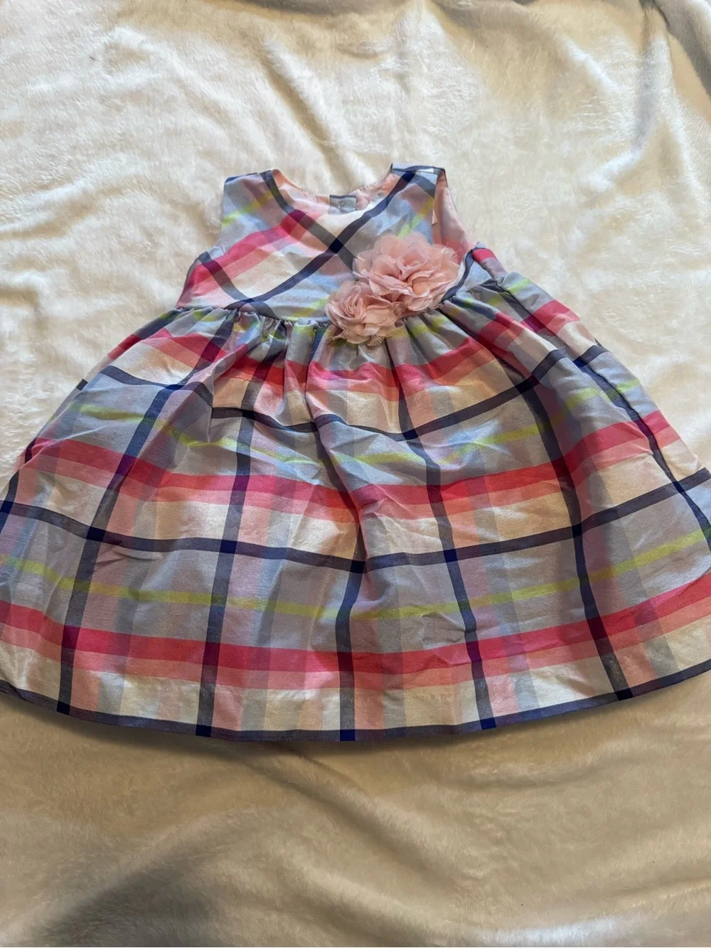 Gymboree Pink Plaid Floral Applique Party Dress